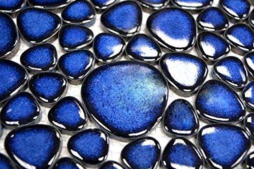 Mozaika żwirowa Pebbles krople ceramiczne niebieskie błyszczące brodzik lustro do płytek MOS12-0405