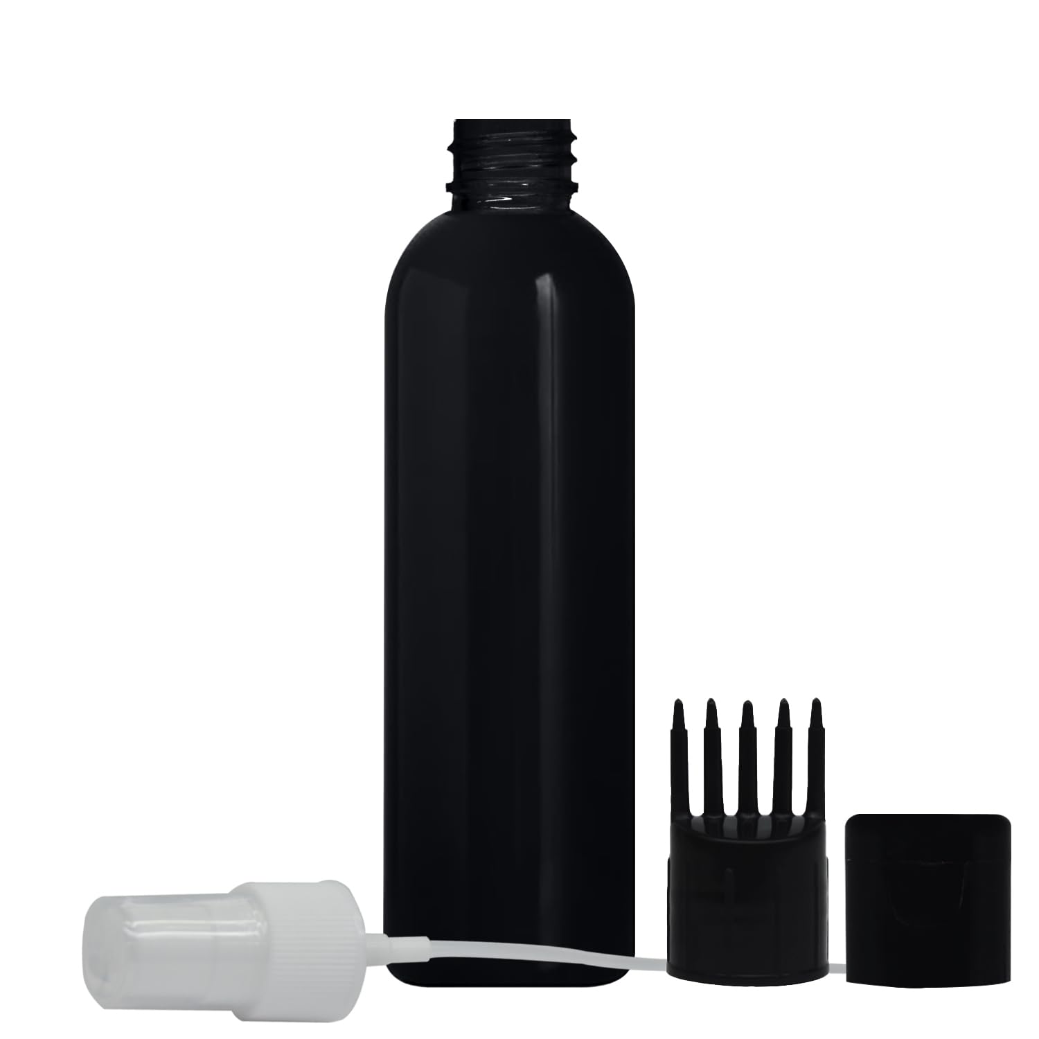 1 Black Cylindrical Shape Empty Bottle Durable Refillable Containers With 1 Black Root Comb Applicator, 1 Spray Atomizer, 1 White Filp Top Cap, For Perfume, Liquids, Shampoo, Body Soap-image-22