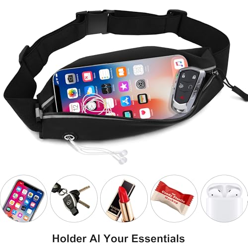 Image of Running Belt Fanny Pack Men and Women Slim Running Bag Money Belt | Lightweight,Soft Material,Adjustable Elasticated Belt,Reflective Strip,Running Essentials,Best Gifts