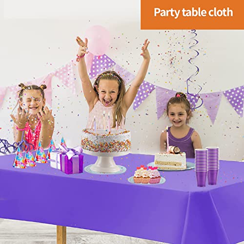 Image of Purple Disposable Plastic Tablecloth for Rectangle Tables (12 Pack) Premium Decorative Table Cloth for Parties, Events & Weddings, Indoors & Outdoors, 54 x 108 inches, Plastic Table Cover