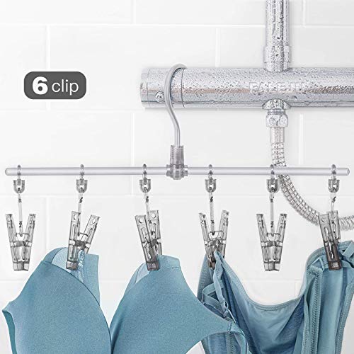 Faleju High-Strength Aluminum Alloy Underwear And Socks Drying Rack 6 Clip Set For Drying Cap, Face Mask, Socks, Towels, Underwear, Diapers (White) #TOP2