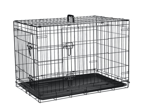 elitezotec Heavy Duty Black Dog Cage Pet Crate Puppy Foldable Metal Training Portable Pet Cage Carrier (36" Dog Cage)