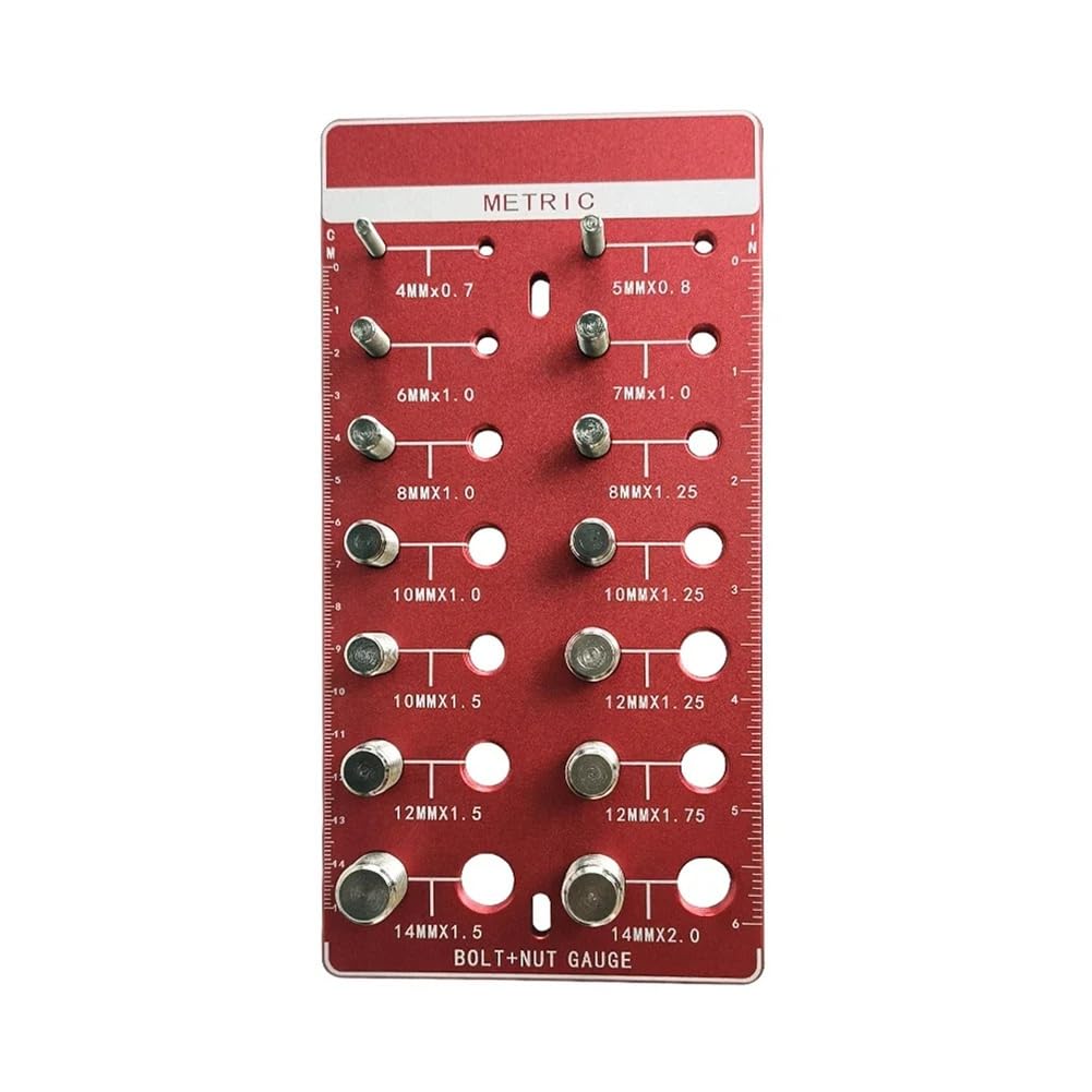 Ctrlzs Red 1Pcs Thread Checkers,Nut And Bolt Thread Checkers,Bolt Size And Thread Gauge,Bolt And Nut Identifier Gauge,Bolt Gauge A