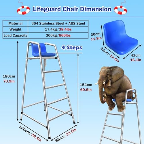 Silla Salvavidas 4 Peldaños Acero Inoxidable 1.8 m miniatura 2