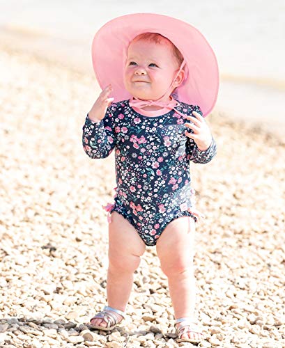 Image of RuffleButts Baby-Girls Sun Hat Floppy Wide Brim UPF 50+ - Baby Sun Hat with Sun Protection