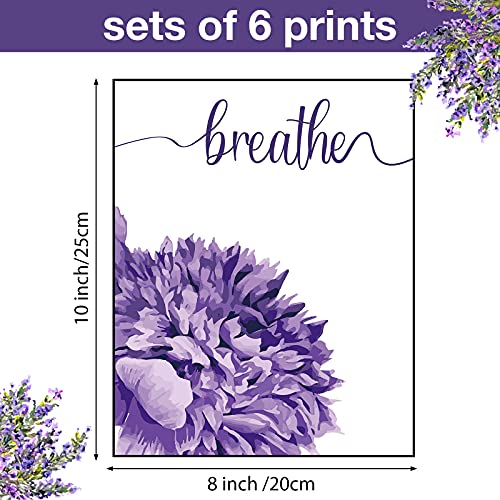 Outus 6 Pieces Purple Wall Art Decor Relax Soak Wash Breathe Unwind Bathroom Decor Unframed Flower Poster Prints Photos Farmhouse Wall Painting Decor For Home Bathroom Washroom, 8 X 10 Inch (Purple) #TOP2