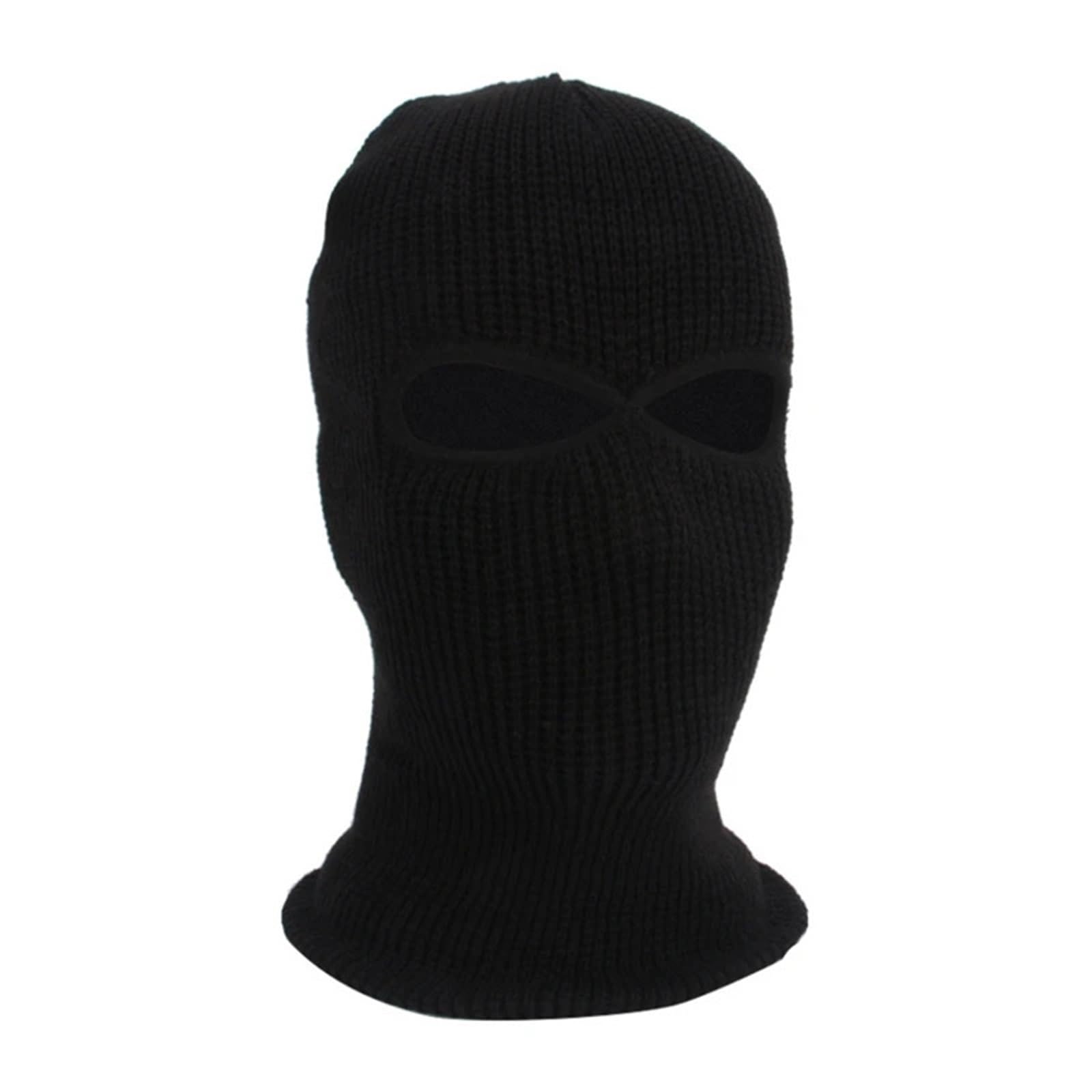 2Pcs 2-Loch Gestrickte Volle Gesicht Abdeckung Hut Haube Ski Radfahren Winter Warme Maske Für Outdoor Sports