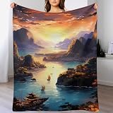 AAPZY Manta De Impresión Digital Bahía de Halong, Vietnam - Mantas Sofá De Peluche Extra Suaves Y Esponjosas - Manta para La Sala De Estar - Manta Cama De Flannel De Franela, （130×180cm）