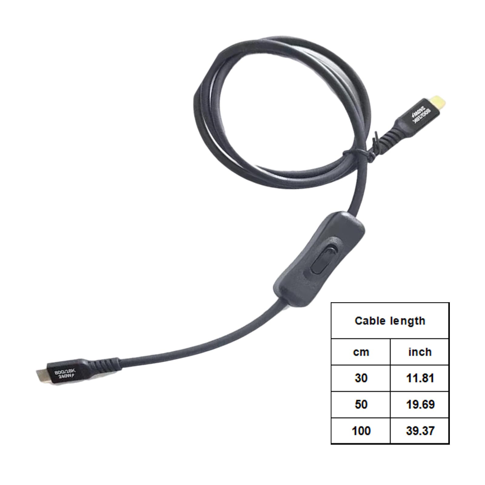 Cavo adattatore di tipo C con interruttori a levetta offre PD240W ricarica rapida 120Gbps velocità dati e video 16K USB C cavo di controllo di commutazione