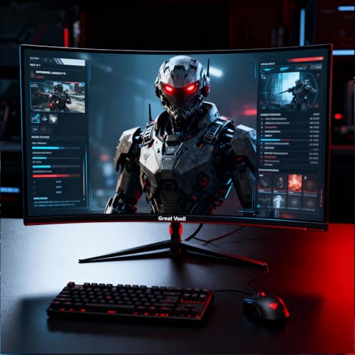 Image of Great voell 24 Inch Curved Gaming Monitor, 180Hz FHD 1080P Computer Monitor, 3000R Curved, FreeSync, Support DP /HDMI /USB Ports, 98% sRGB, 4000:1 Contrast Ratio for Home Office & Gaming-Wall Mountable