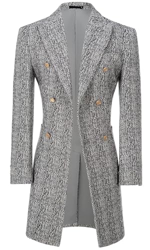 Mens Casual Blazer Coats Wool Blend Men Trench Coat Jacket Double Breasted Classic Warm Men's Sport Coats2