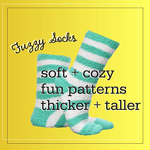 ARAD Premium Soft Warm Microfiber Fuzzy Socks-Multi Color- 2 Pairs- Striped Aqua and Solid Aqua4