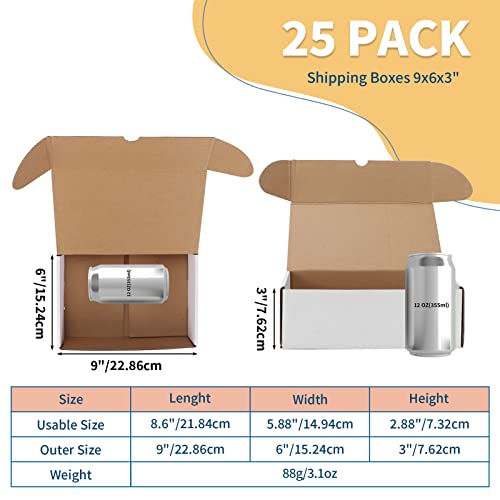 Image of ZBEIVAN 9x6x3 White Shipping Boxes Set of 25, Corrugated Cardboard Mailer Boxes for Packaging Small Business Mailing Gifts