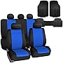 FH Group Neoprene Seat Covers Full Set – Universal Fit for Cars Trucks and SUVs (Blue) FB083115 + F11306