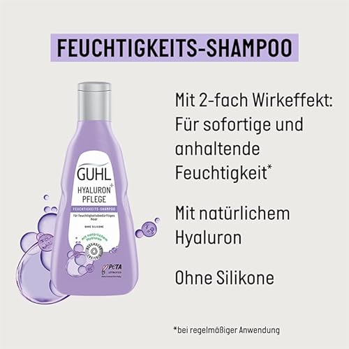 Foto von Guhl Hyaluron+ Pflege Feuchtigkeits-Shampoo - Inhalt: 250 ml - Ohne Silikone - Mit natürlichem Hyaluron - Intensive Feuchtigkeit & Pflege