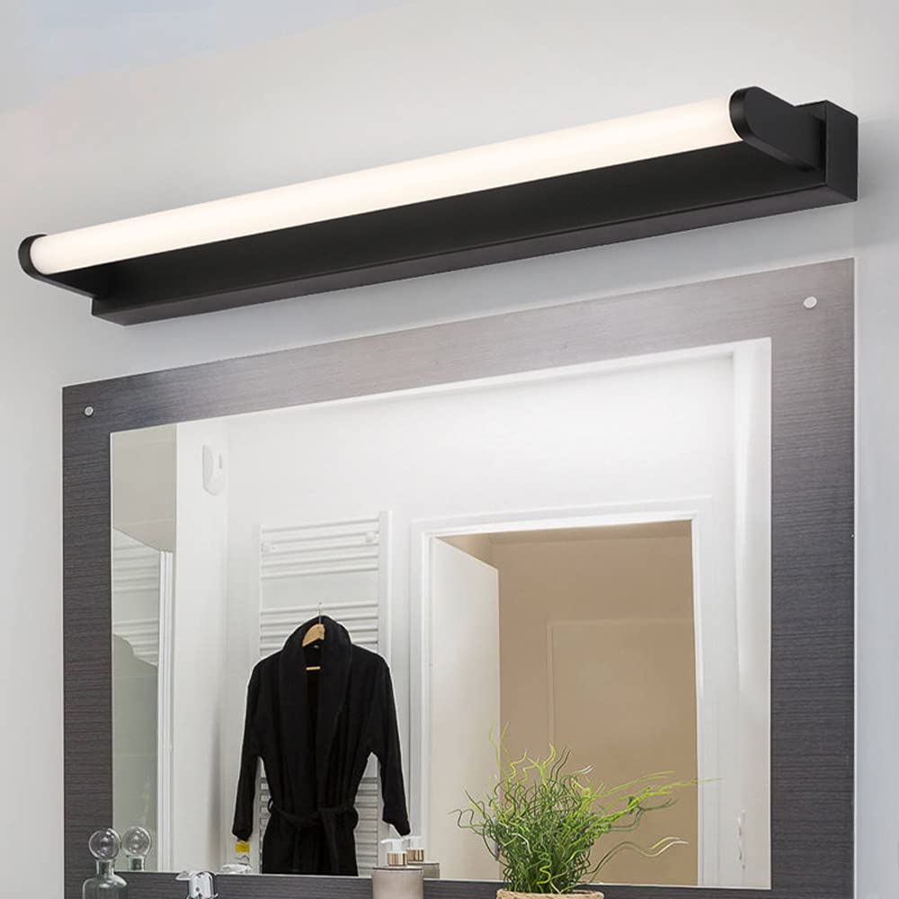 Lámparas de baño Negras, luz Neutra de 4000 K, Luces LED Frontales para Espejo con Pantalla acrílica Blanca, iluminación para baño, Dormitorio, Espejo o Armario, Apliques de Pared.