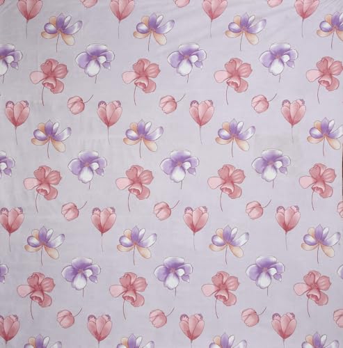 Image of NHD HOME Premium Cotton Flat Double Bedsheets with 2 King Size Pillow Covers | Double Bed Breathable | Wrinklefree | Ultrasoft 220 tc Supersoft Floral | 90x90 Inches, Pink & Purple