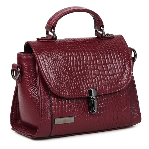 Image of Victoria Satchel Hand-held with Adjustable & Detachable Shoulder Sling Strap for Women |Genuine Leather Crossbody Top Handle Handbag | 10-Year Warranty