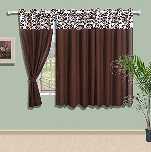 Image of Swayam Blackout Cotton Casement Window Curtain for Living Room & Bedroom | 5 Feet Long | Room Darkening Curtain with Eyelets | Pack of 1 | Ethnic Motif Design - Brown