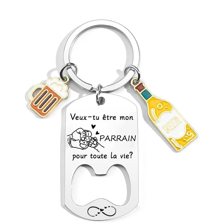YZLPLP Porte Clé Parrain Cadeau Parrain Parrain Marraine Demande porte cle veux tu etre mon parrain Porte Clef Personnalisé Cadeau Homme Anniversaire Fête Des Pères...