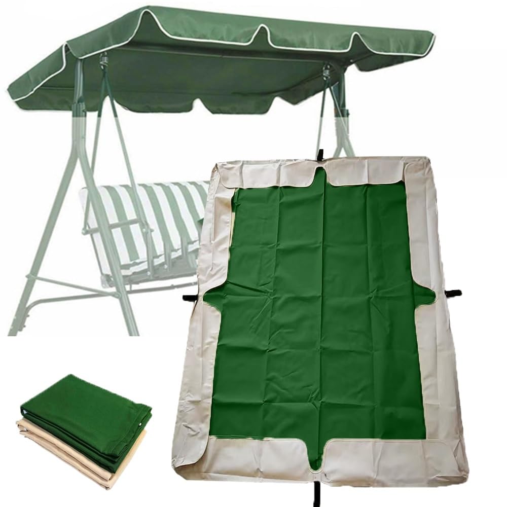 Copertura per Altalena Hollywood Impermeabile Baldacchino di Ricambio per Tettuccio Dondolo, Tenda da Sole per Altalena da Giardino 2/3 Posti(Dark Green,249x185cm(98x73inch))