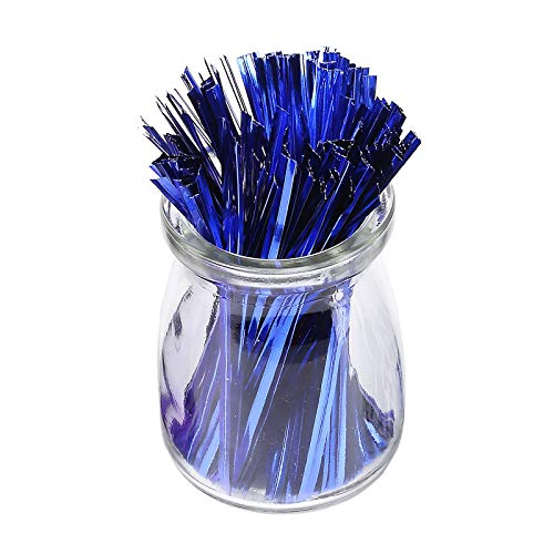 Sago Brothers 200pcs 4 Inches Metallic Twist Ties (Blue)