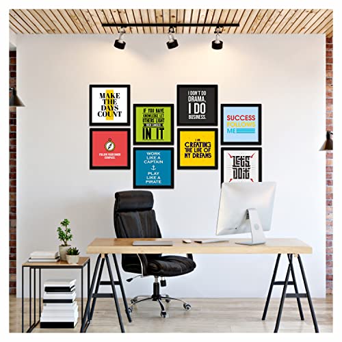 Image of PAPER PLANE DESIGN Motivational Quotes Wall Framed Poster, Office Decor, Inpirational Wall Frames with Quotes.Set of 8 (10 x 10 Inch) (MDF POSTERS)