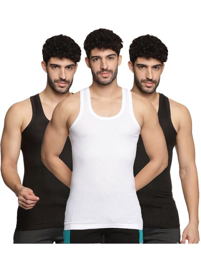 lux Men's Vest | 100% Super Combed Cotton | Ultra-Soft, Breathable & Sweat-Absorbent | Skin-Friendly, Durable with Needle Drop Design (Pack of 3)-picture-47