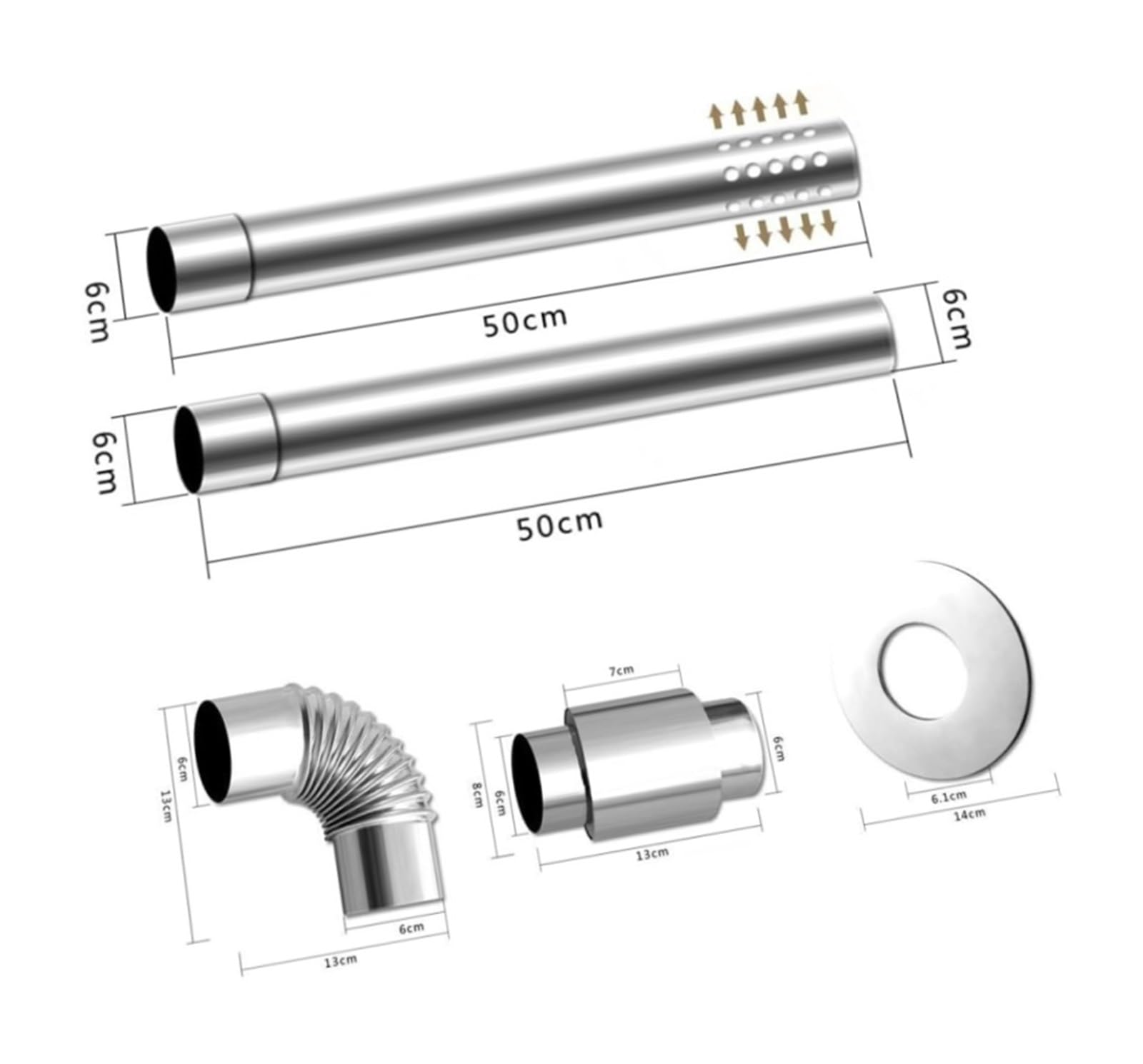 Kit de tubo de chimenea for calentador de agua a gas de acero inoxidable con tubo perforado, tubo recto y válvula de retención for ventilación