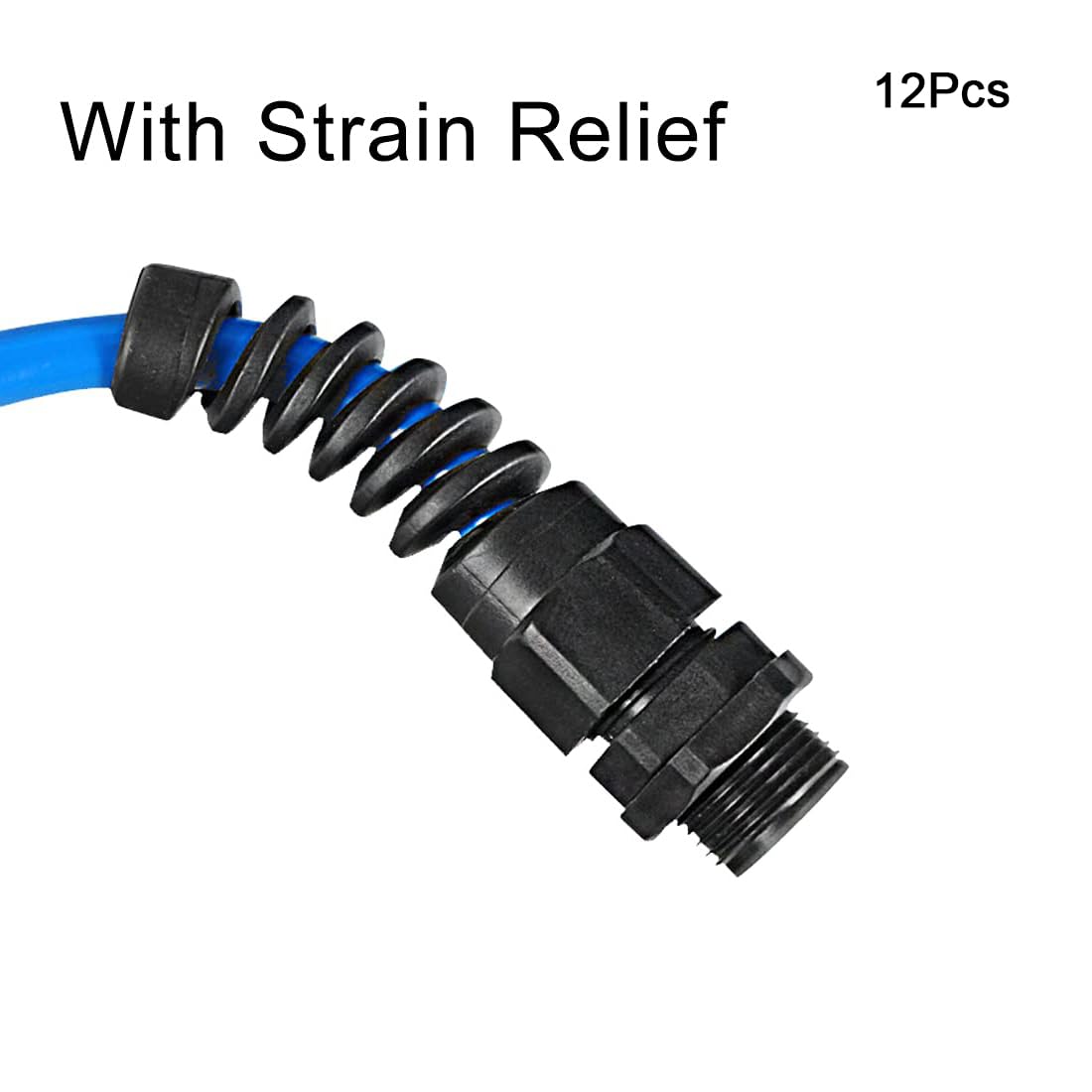 TA-VIGOR 12Pcs PG7 Cable Gland 3mm-6.5mm Wire Hole Waterproof Nylon Connector Joint Adjustable Locknut with Strain Relief Black - Image 3