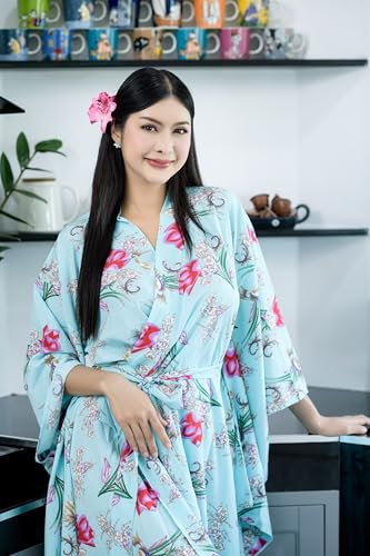 Image of Na'Rak Women's Kimono Robe, Full-Wrap Yukata Style Long Soft Loungewear Luxury Dressing Gown