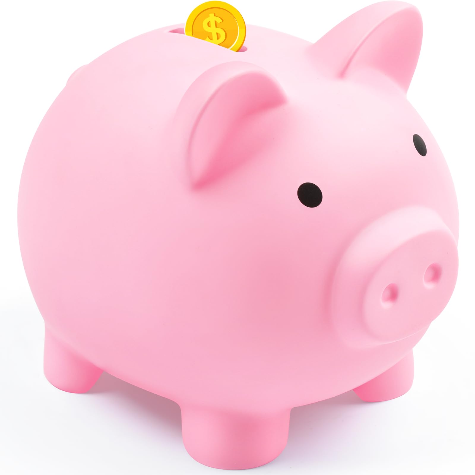Vcertcpl Unbreakable Plastic Piggy Bank - Coin Bank Money Saving Box for Kids and Adults, Pink
