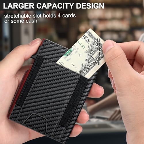 Image of Wallet for Men Wallet with Slim Pop Up Card Holder 9-13 Cards, Bifold Minimalist Smart Wallet RFID Blocking Credit Card Holder with ID Window & Stretchable Cash Slot Compact Metal Aluminum Card Case