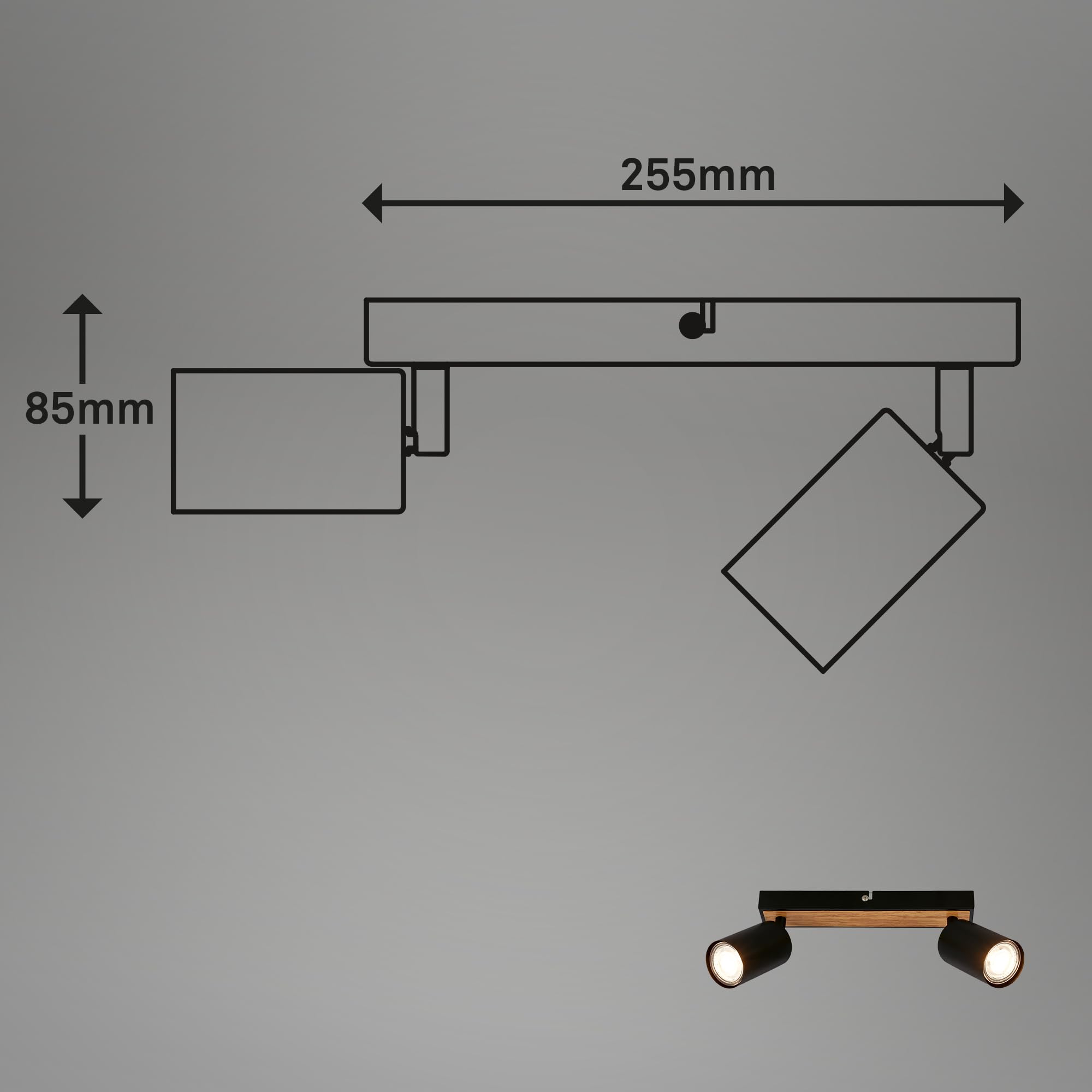 BRILONER, LED Ceiling Spotbar, 2 x GU10 max 9W, Adjustable Ceiling Spot Lights, Living Room, Kitchen Lights - Image 2