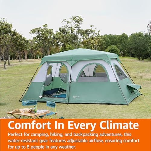 Image of Amazon Basics Instant Camping Tent with Rainfly, Weather-Resistant, Quick Setup