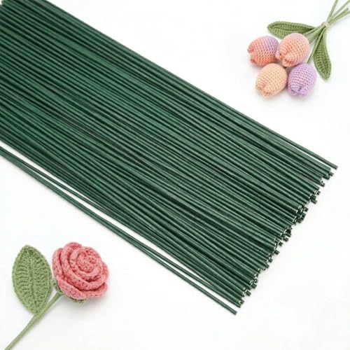 Aeutabs Floristendraht Basteldraht 1mm Draht Grün Grüner Basteldraht 30cm 100 Stück Blumenstängel Draht Flexibler Blumenstieldraht für Floristik & Handwerk