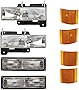 Brock Replacement 8 Piece Headights and Signal Lights Compatible with 1994-1999 C/K Pickup Truck Suburban Tahoe