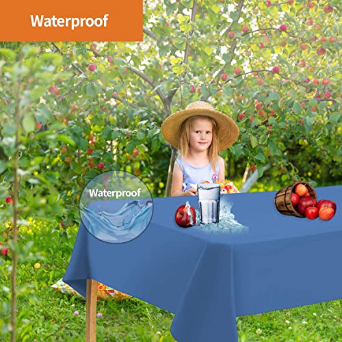Image of Party Dimensions Blue Plastic Tablecloths, 12 Pack, 54 x 108 Rectangle | Disposable Waterproof Plastic Table Cover for Birthdays, Weddings, Graduations, Picnics & BBQs, Indoor Outdoor, 6-8 ft Tables