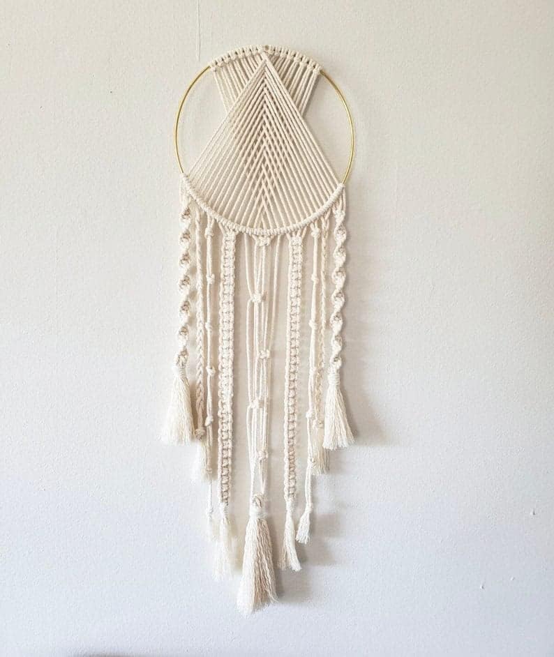 Handmade Macrame Round Dream Catcher Pack of 1 | WBDC 26 | Boho Wall Hanging Decor, Best Gift for Friends, Marriege Party, Home, Bedroom, Living Room Decoration 32" H x 12" W-image-40
