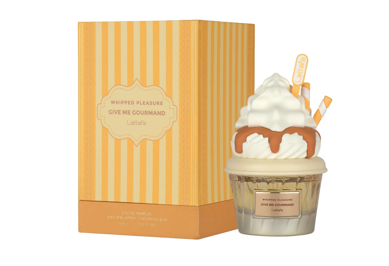 Lattafa Whipped Pleasure Eau de Parfum 75 ml, Perfume Árabe Unisex de Larga Duración, Incluye Atomizador, Aroma Dulce, Cremoso y Gourmand con Notas de Caramelo, Jazmín y Almizcle (Whipped Pleasure)