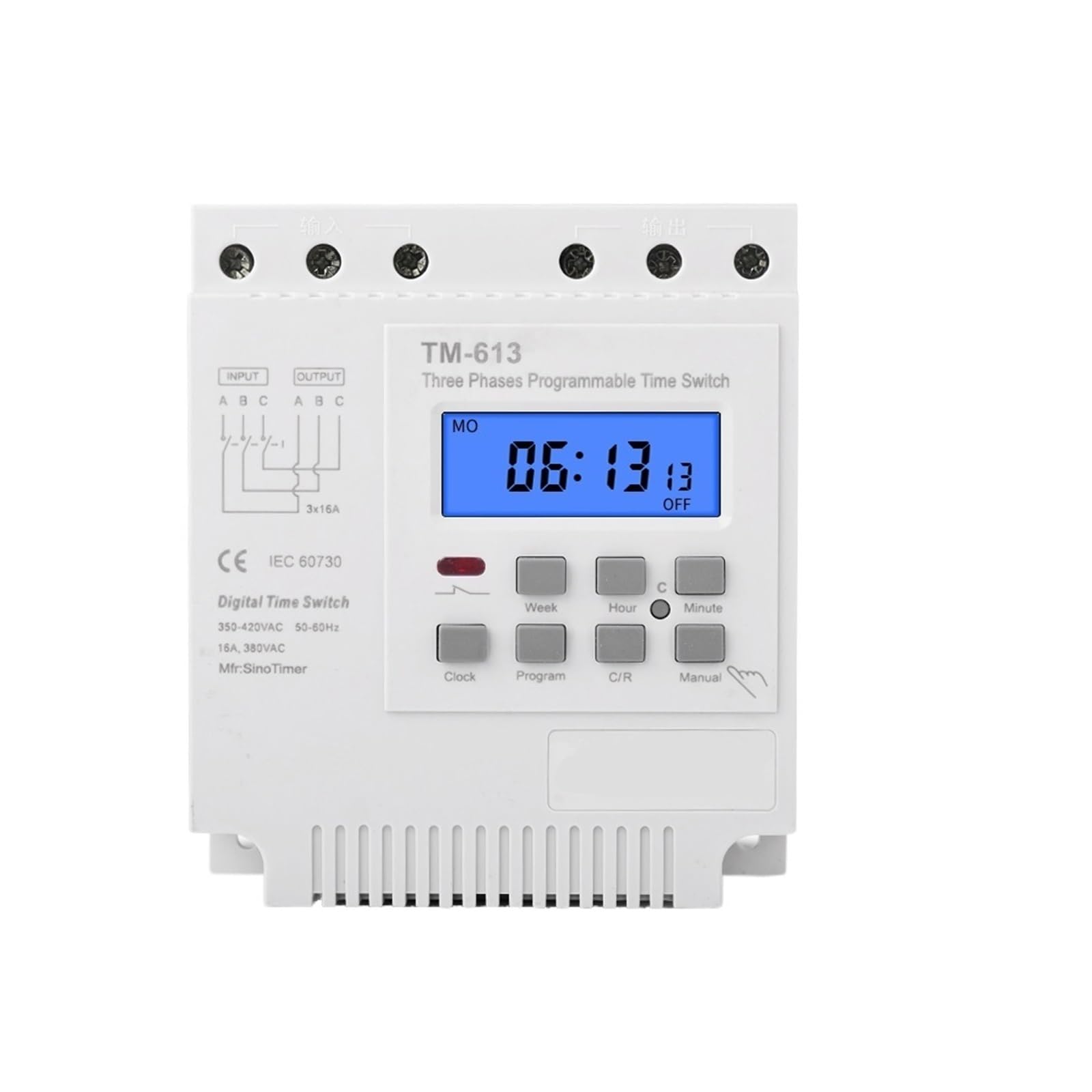DEBLAN Drei Phasen 380v 415v TIMER programmierbarer Schalter mit Hintergrundbeleuchtung
