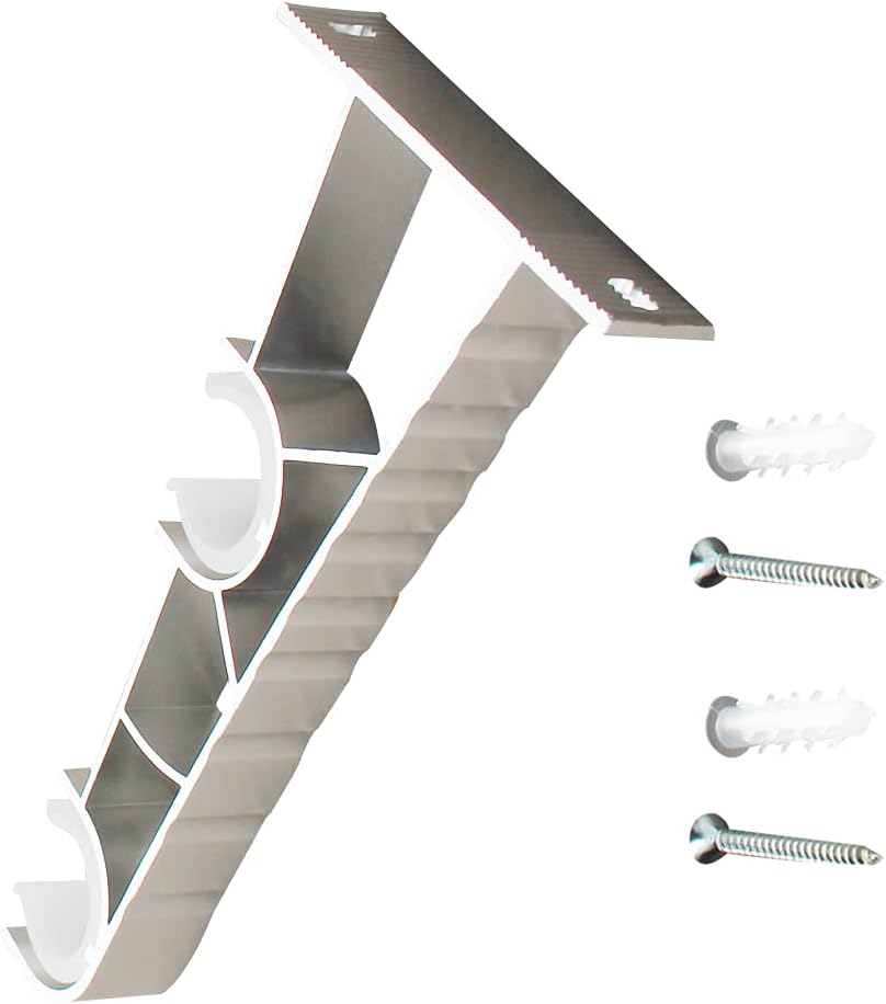 Wsporniki do karniszy, wsporniki do karniszy Premi 185 X 95 X 19mm Curtain Rod Wall Bracket Aluminum Alloy Plastic Drapery Rod Bracket for Walls, Curtain Rod Holder 1Pcs Silver (Color : Parent, Size
