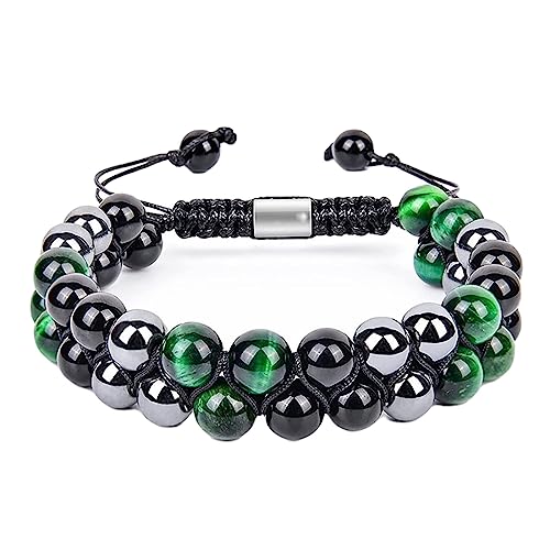 Bracelet bijoux oeil de tigre 8 mm de qualité supérieure avec double rangée de perles