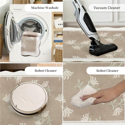 Tapete corredor floral scalloped 2x6 lavable antideslizante miniatura 6