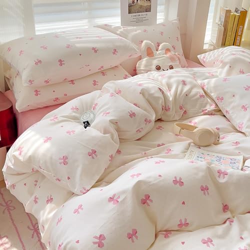 Bettwäsche 135x200 Mädchen Rosa Schleifen Bettbezug + Kissenbezug 80x80 – Ansicht 3
