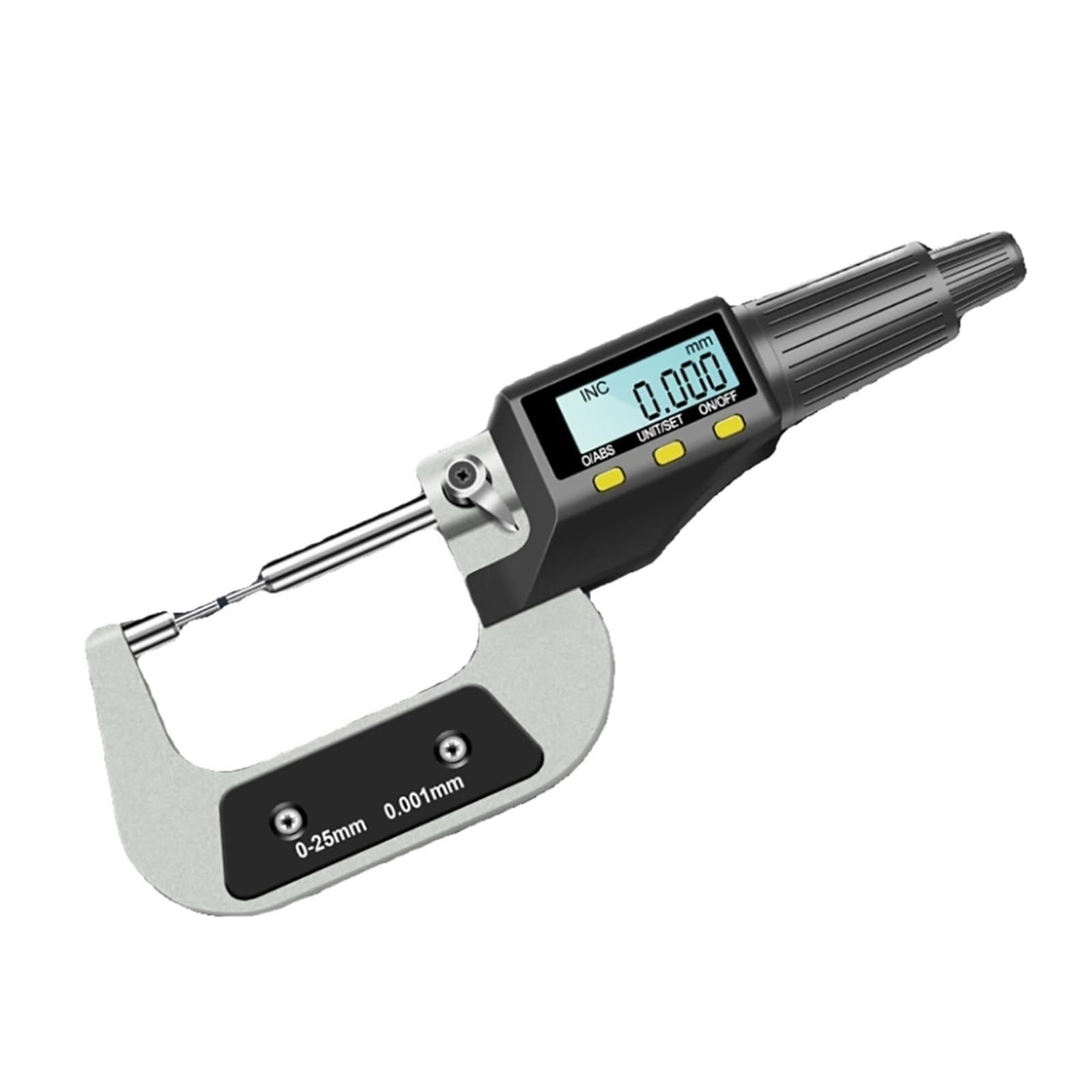 0-25mm Small Head Thin Rod Digital Display Outer Diameter Micrometer Spline Shaft Slot Measuring Tools 0.001MM(Digital 25x2mm)