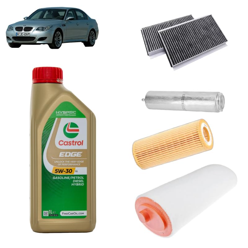 Kit tagliando 4 filtri + 8L olio Edge 5W30 per BMW Serie 5 E60 525d 530d 535d 2001-2010