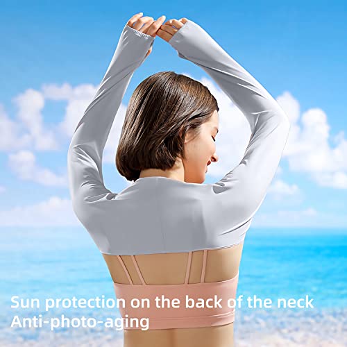 JEONEKID Cooling Shawl Arm Sleeves with Finger Holes for Women Anti-UV Protection, Sun Protection Cooler Shrug for Golf4