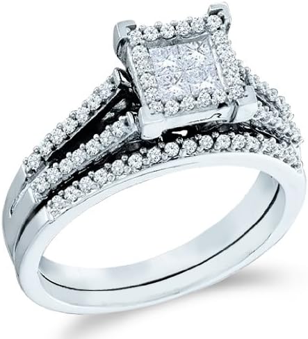 Amazon.com: 14k White Gold Diamond Ladies Womens Bridal Engagement Ring ...