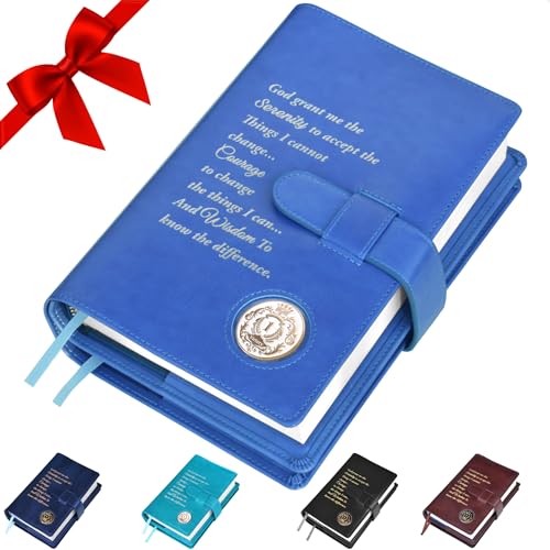 GALILEO Double AA Big Book Cover & 12 Steps & 12 Traditions | AA Gift | Alcoholics Anonymous (Prayer/Coin Pocket/Sky Blue)
